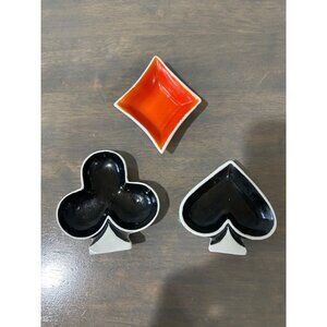 Vintage Playing Card Suits Porcelain Ashtrays Trinket Dish Stamped Germany Set o
